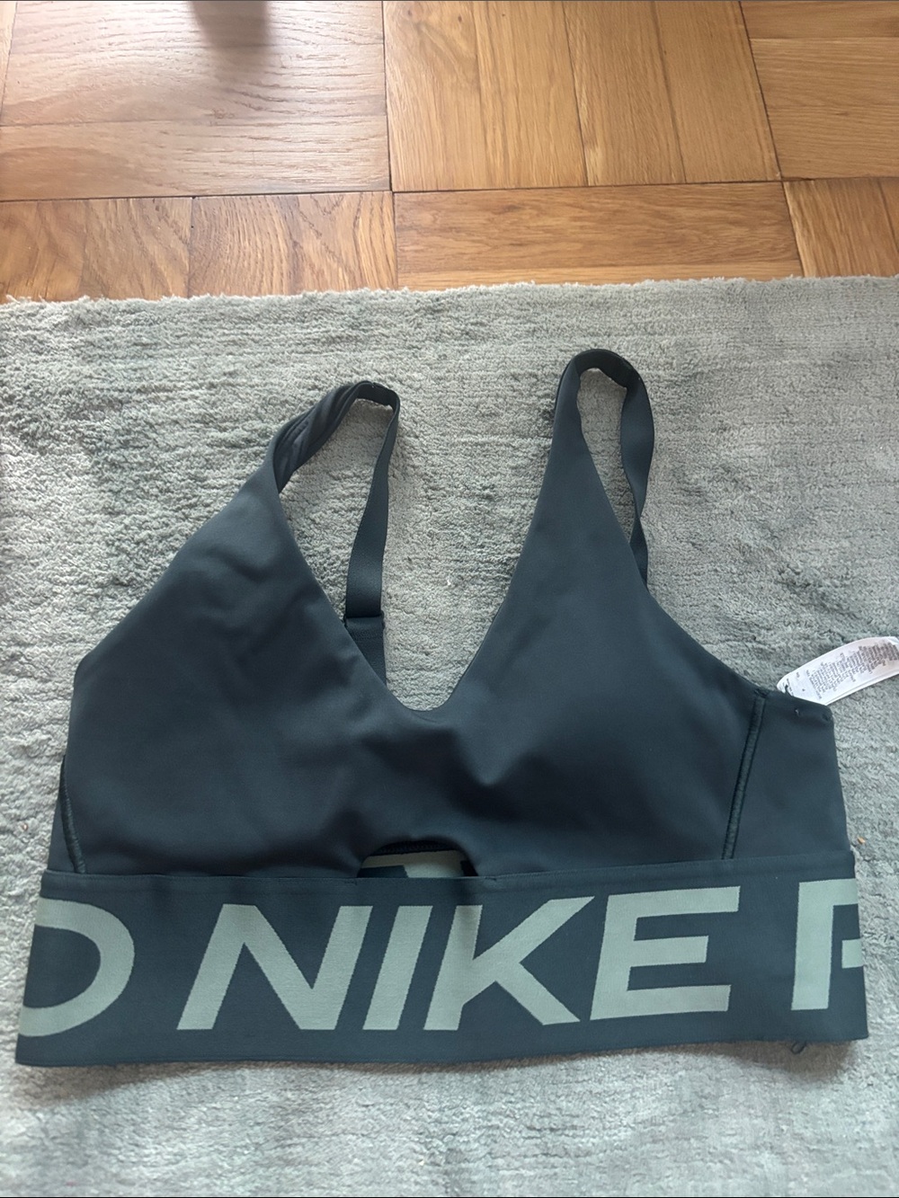 Nike Green Logo Elastic-Band Sports Bra - Picture 1 of 3